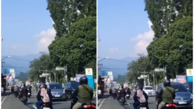 VIRAL! Video Pemotor Tendang Spion Mobil Sampai Pecah Saat One Way di Puncak Bogor (Tangkapan layar Insagram @andreli_48)