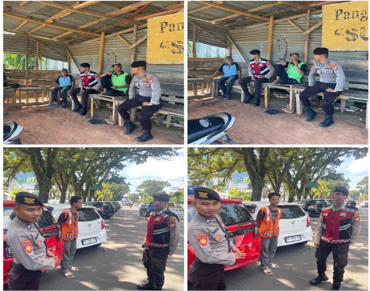Sabangi Pangkalan Ojek dan Petuas Parkir, Personel Sat Samapta Sampaikan Imbauan Jaga Kamtibmas