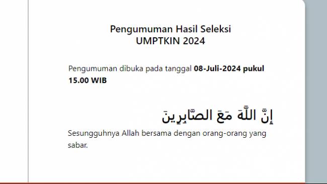 Pengumuman UMPTKIN 2024