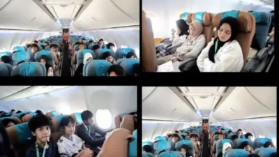 Siswa SMP Study Tour sewa Pesawat Garuda