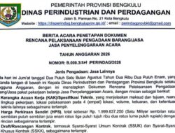 Di Tengah Efisiensi, Disperindag Bengkulu Anggarkan Hampir Rp 2 Miliar untuk Jasa Acara